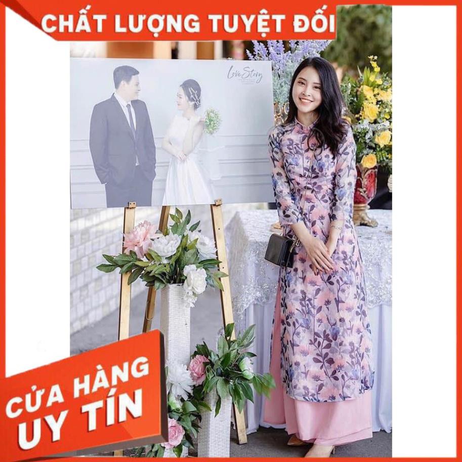 Set áo dài họa tiết hoa nhỏ S1237 thiết kế cao cấp Mie Design kèm ảnh thật