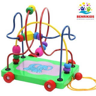 Đồ chơi gỗ xe kéo luồn hạt giúp bé phát triển tư duy