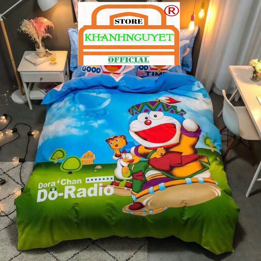 Bộ vỏ chăn drap cotton 100% hoạt hình - Dorachan