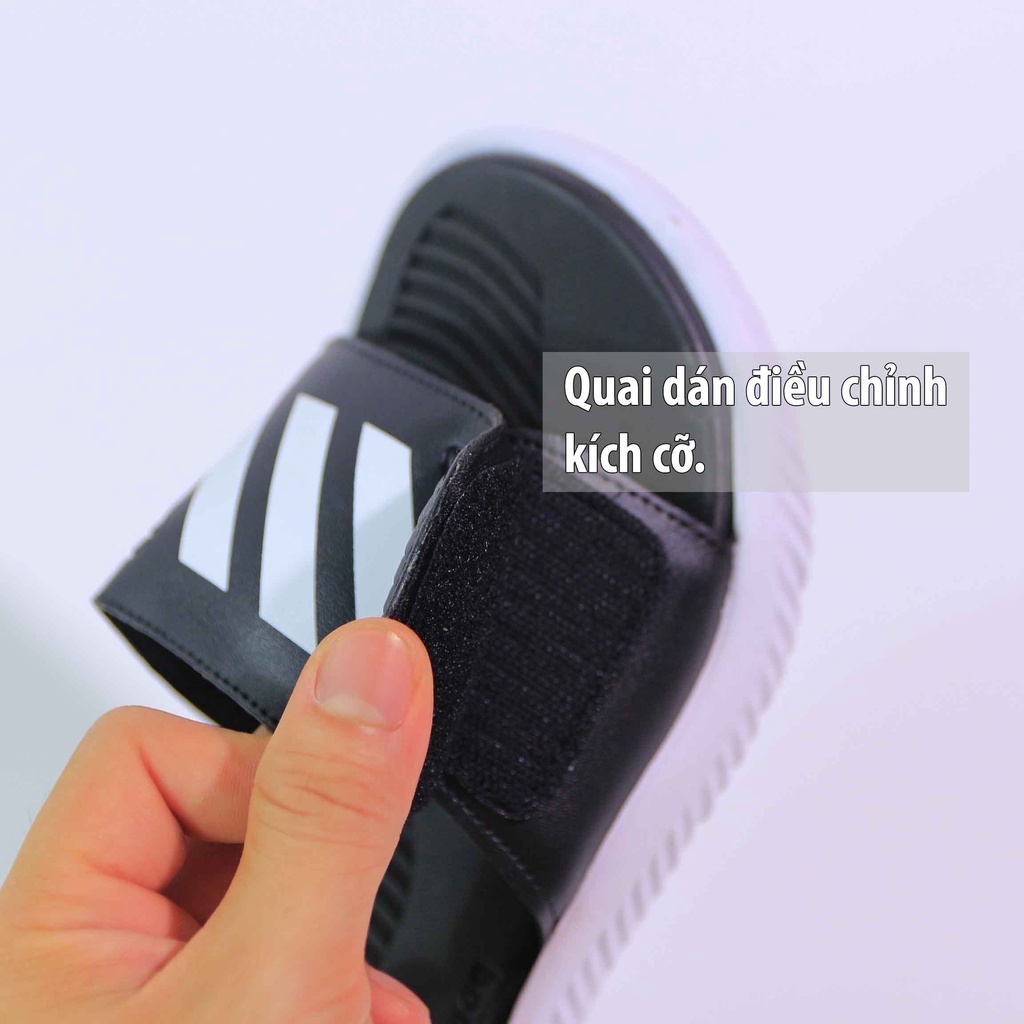 Dép alphabounce-nam quai ngang mẫu trắng đen basic