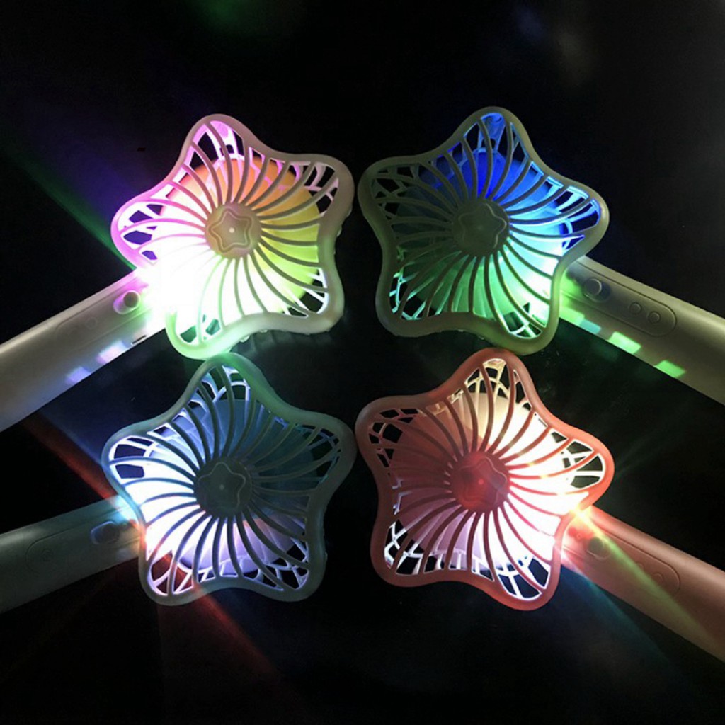 Quạt Mini Cầm Tay Quạt Tích Điện Sạc USB Tích Hợp Đèn Led Pin Lâu
