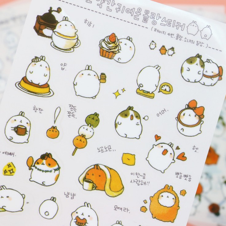 🍉Set 6 sticker thỏ Molang - Sticker dán hình siêu siêu dễ thương DUASHOP