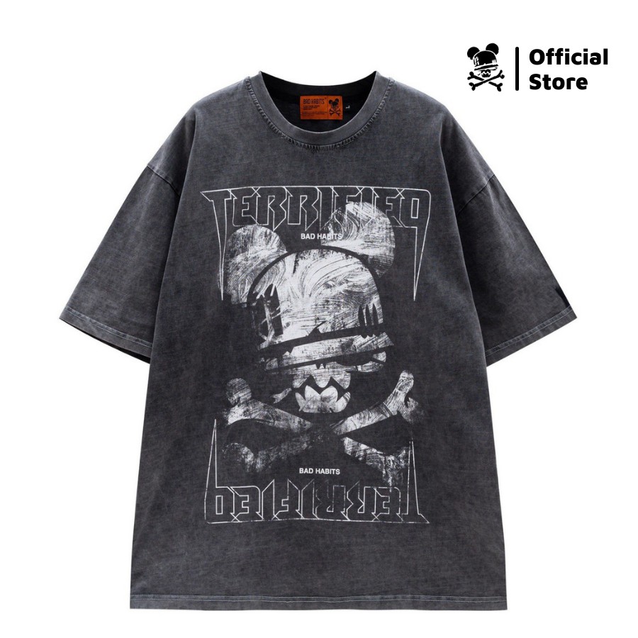 Áo Thun Unisex Bad Habits Terrified Washed 100% Cotton - Local Brand Chính Hãng