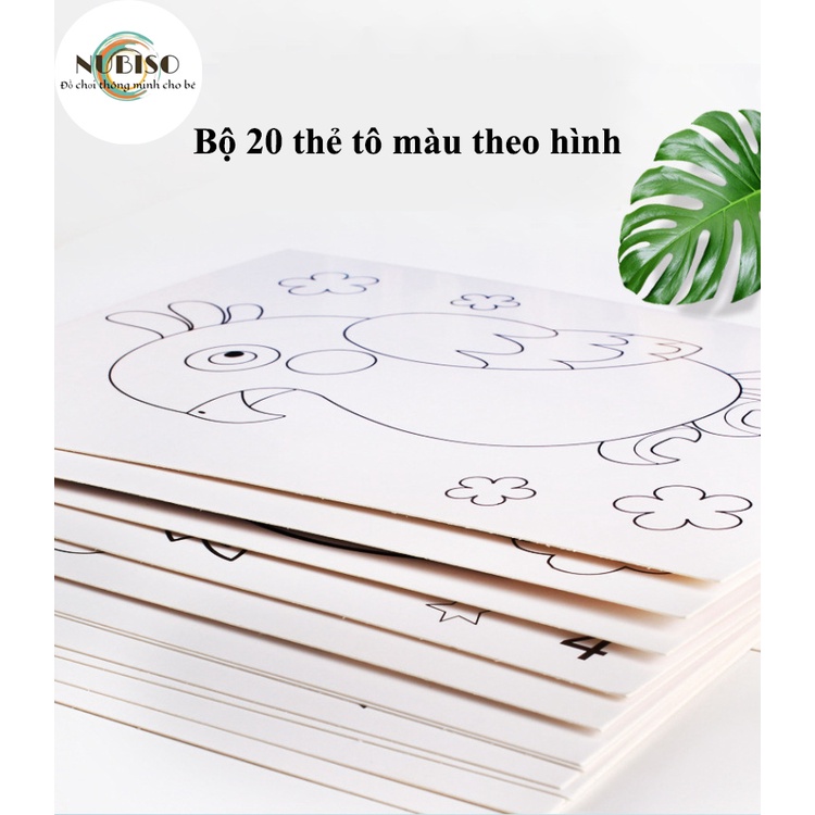 Bộ 20 thẻ tô màu theo mẫu có sẵn dành cho bé 3-6 tuổi thỏa sức sáng tạo