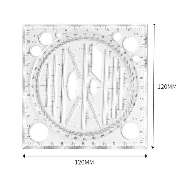 Thước Hình Học Bằng Acrylic Trong Suốt Đa Năng Cho Học Sinh