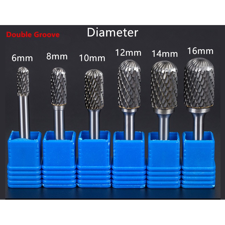 Kiểu Mũi mài hợp kim vonfram chân 6mm Tungsten Carbide Rotary Burrs Milling Cutter Rotary Tool