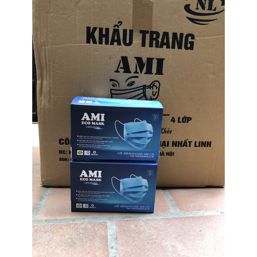 Combo 2 Hộp Khẩu Trang Y Tế  4 lớp AMI nhiều màu (50 chiếc/ 1 hộp)