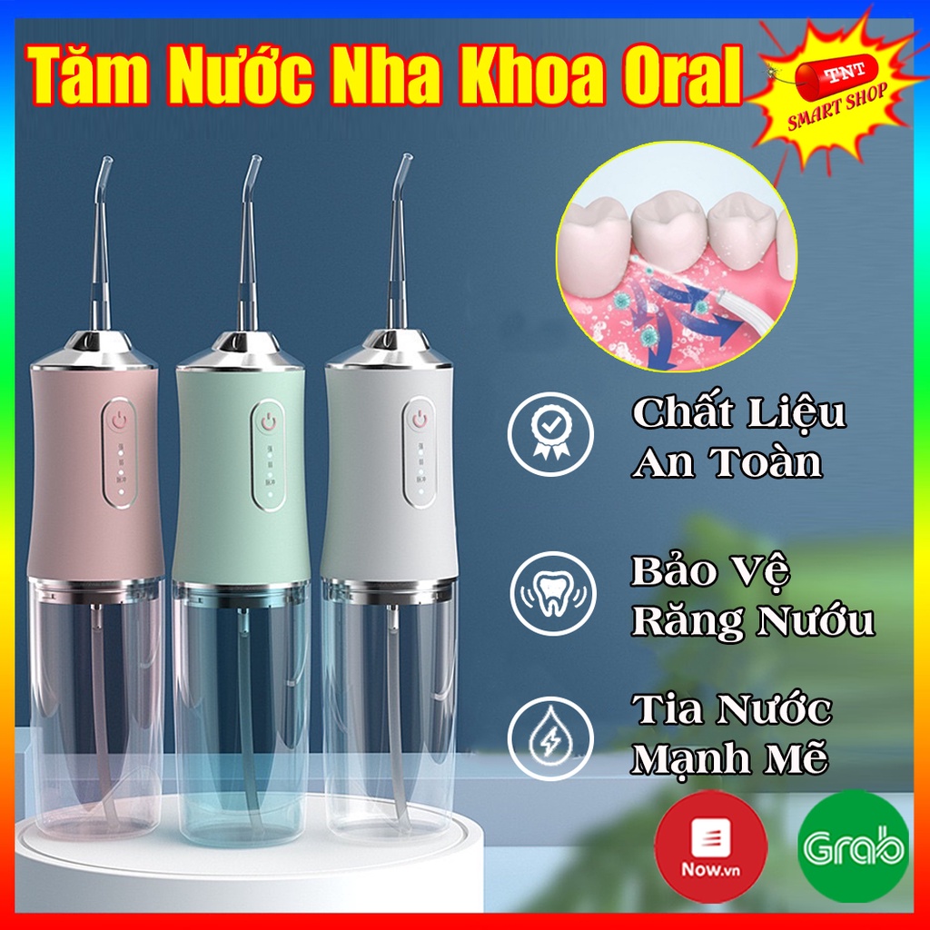 Máy Tăm Nước cầm tay Oral Irrigator- Tăm nước vệ sinh răng miệng cao cấp nhỏ gọn, tiện lợi( tặng kèm 4 đầu chuyên dụng)