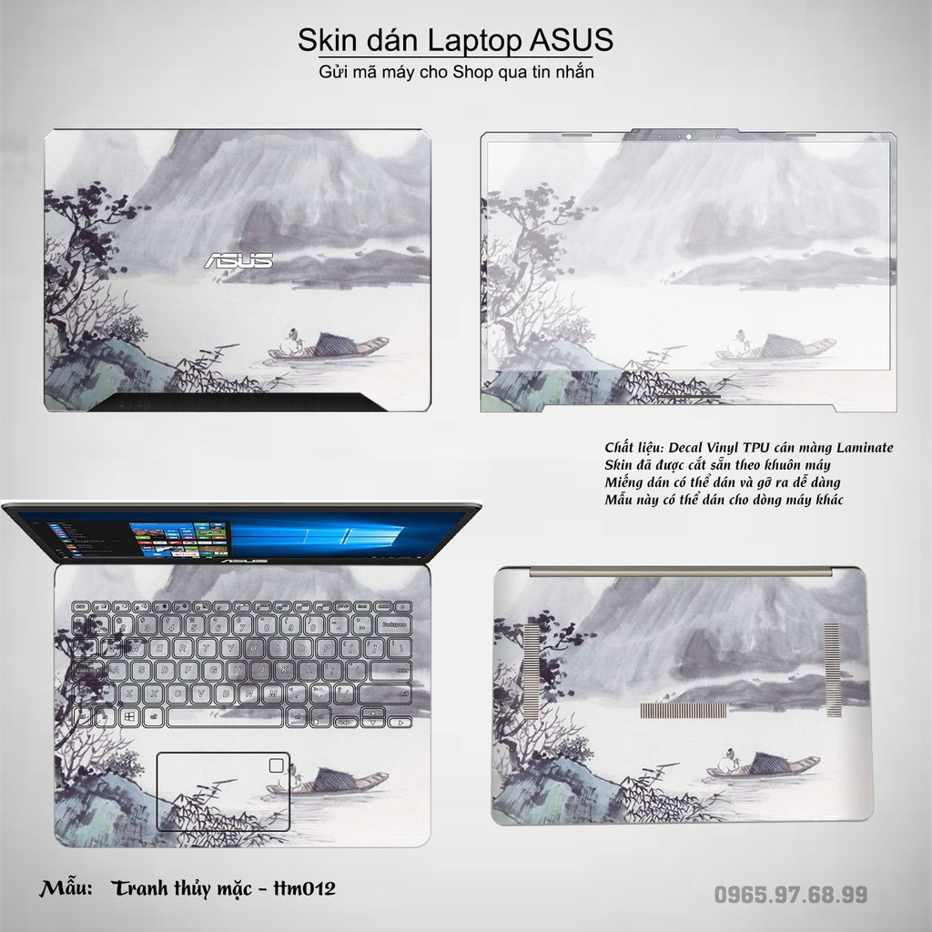 Skin dán Laptop Asus in hình Tranh thủy mặc (inbox mã máy cho Shop)