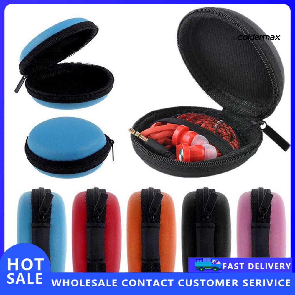 COLD ＊  Mini Portable Round Earphone Cable USB Data Cord Storage Bag Zipper Pouch Case