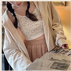 ZHELIHANGFEI Áo Khoác Cardigan Có Mũ Trùm Tay Dài Dáng Rộng Kiểu Dáng Ngọt Ngào Xinh Xắn