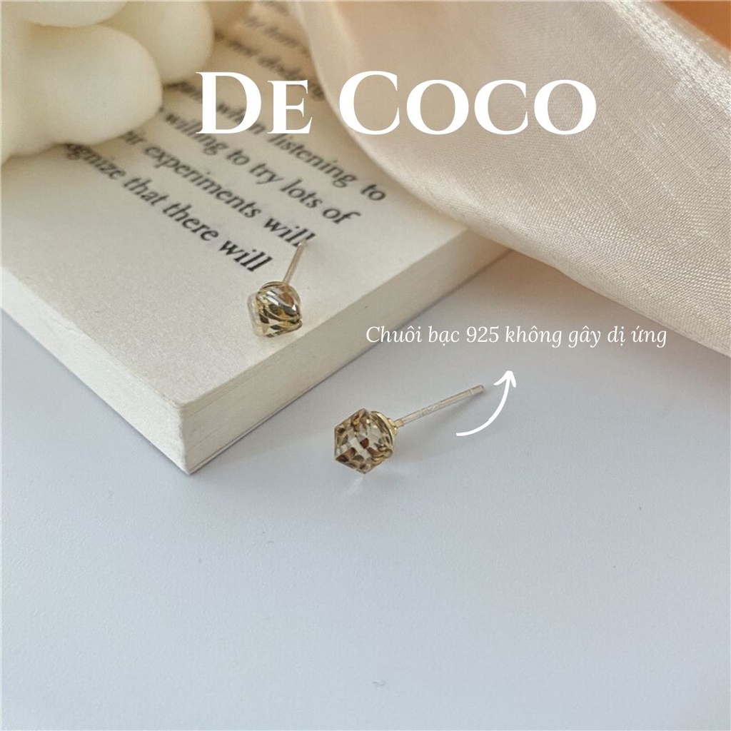 Khuyên tai bông tai đá hổ phách De Coco