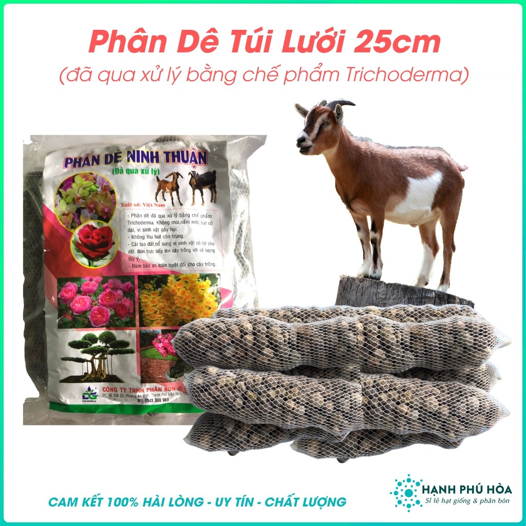 8 Túi Phân Dê Vi Sinh Túi Lưới 25cm (Đã Qua Xử Lý Trichoderma) - Phân Bón Cho Hoa Lan, Hoa Hồng & Cây Kiểng