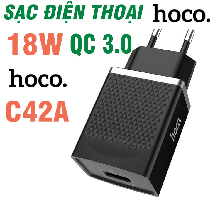 Củ sạc điện thoại sạc nhanh 18W QC3.0 Hoco C42A