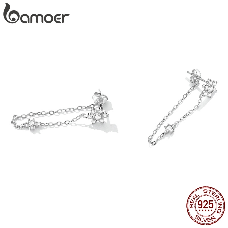 Bông tai BAMOER bạc hình hoa thời trang