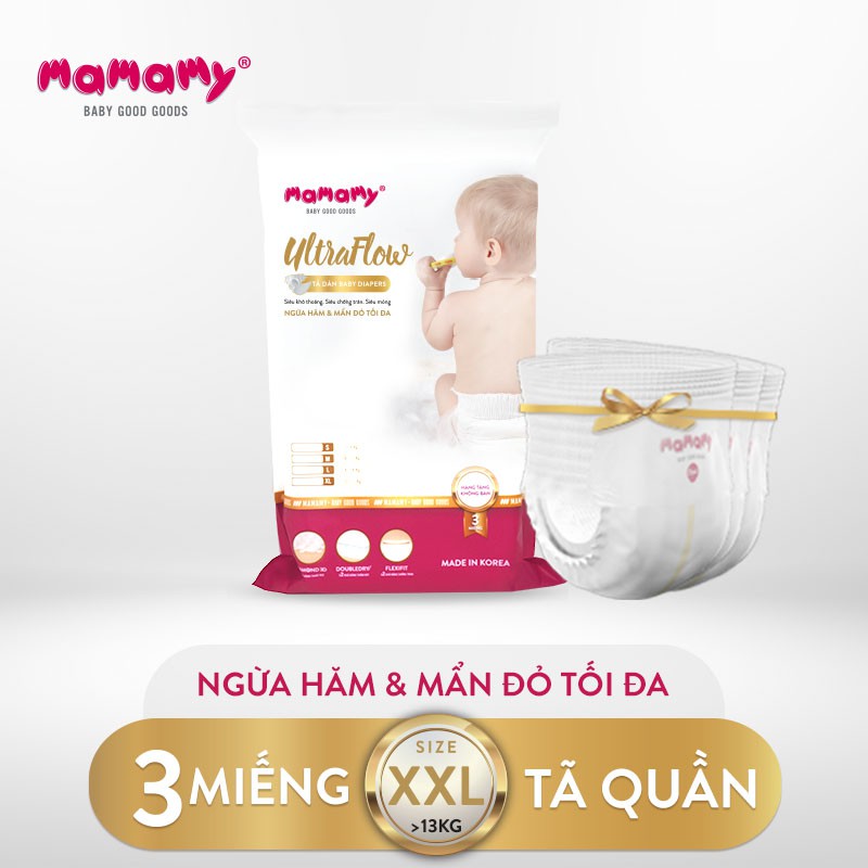 Tã / bỉm quần Mamamy chống hăm mẩn đỏ nhập khẩu Hàn Quốc size M L XL XXL - Combo 1 túi (3 miếng)