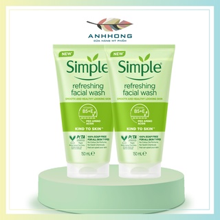 (Mẫu Mới) Sữa Rửa Mặt Simple Gel Kind To Skin Refreshing Facial Wash Gel 150Ml