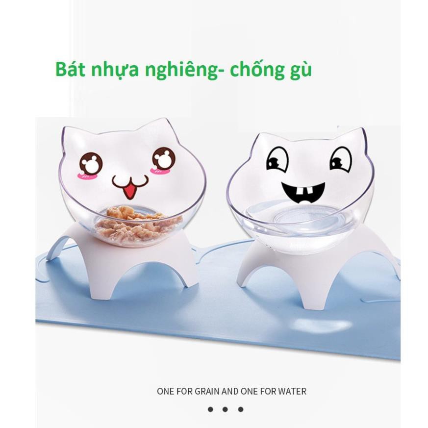 BÁT NHỰA NGHIÊNG CHO CHÓ MÈO - CHÉN ĐỰNG THỨC ĂN CHỐNG GÙ THÚ CƯNG NHỎ