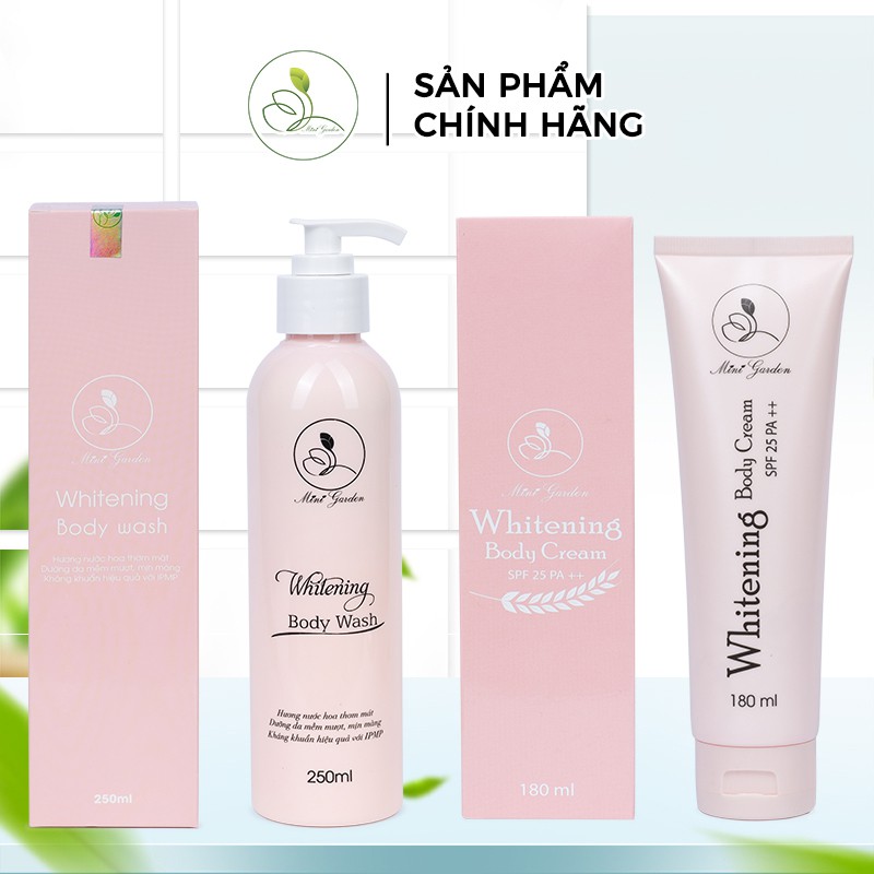 (New) Bộ Sản Phẩm Chăm Sóc Da Minigraden (Kem Dưỡng Trắng Da Toàn Thân 180ML + Sữa Tắm Men Bia 250ML) PV1015