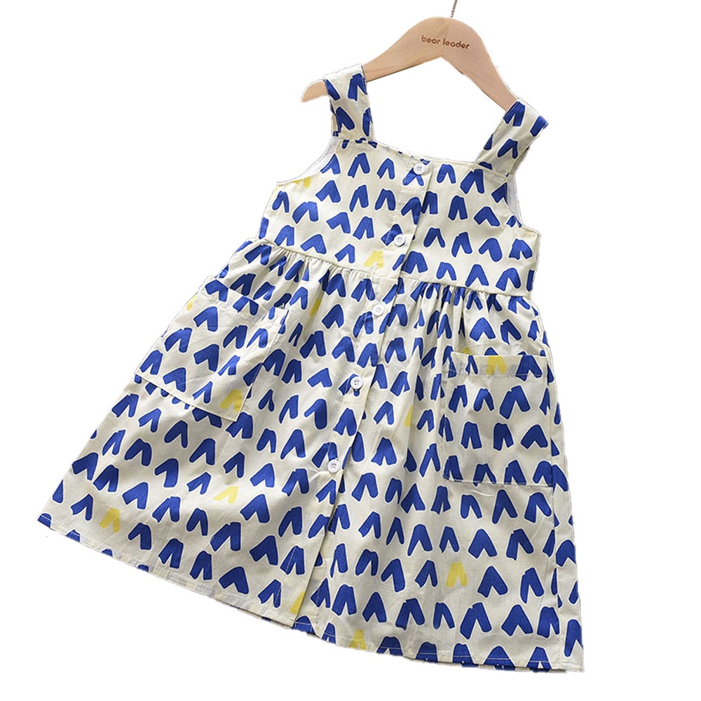 Đầm công chúa BEAR LEADER không tay in họa tiết kiểu trái tim xinh xắn dành cho bé gái