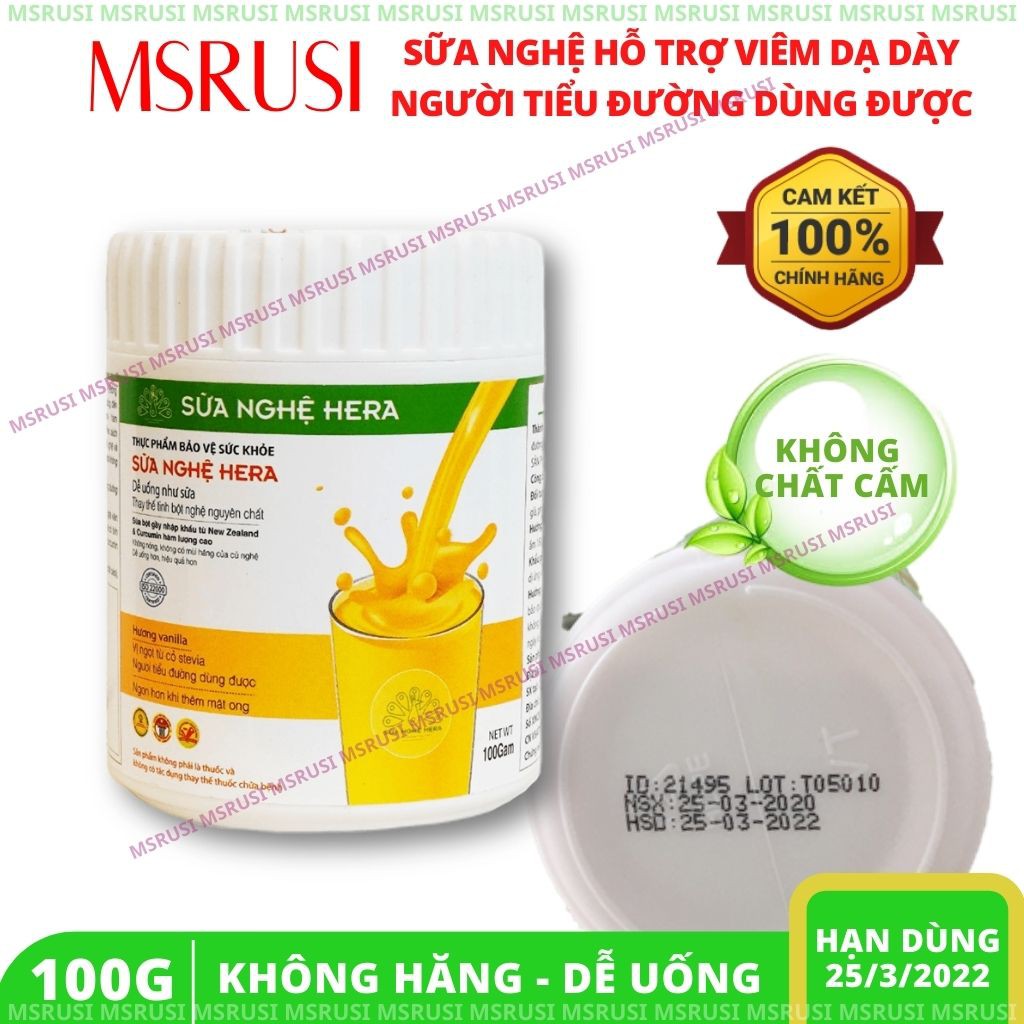 Sữa nghệ Hera HERA MILK Hỗ trợ điều trị đau dạ dày - đau bao tử - Làm đẹp da [Hộp 100g]