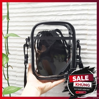TẾT 2023 TẶNG TÚI RÚT_ Túi đeo chéo nam nữ trong suốt size 20cm, chất nhựa trong suốt, chống thấm 2023