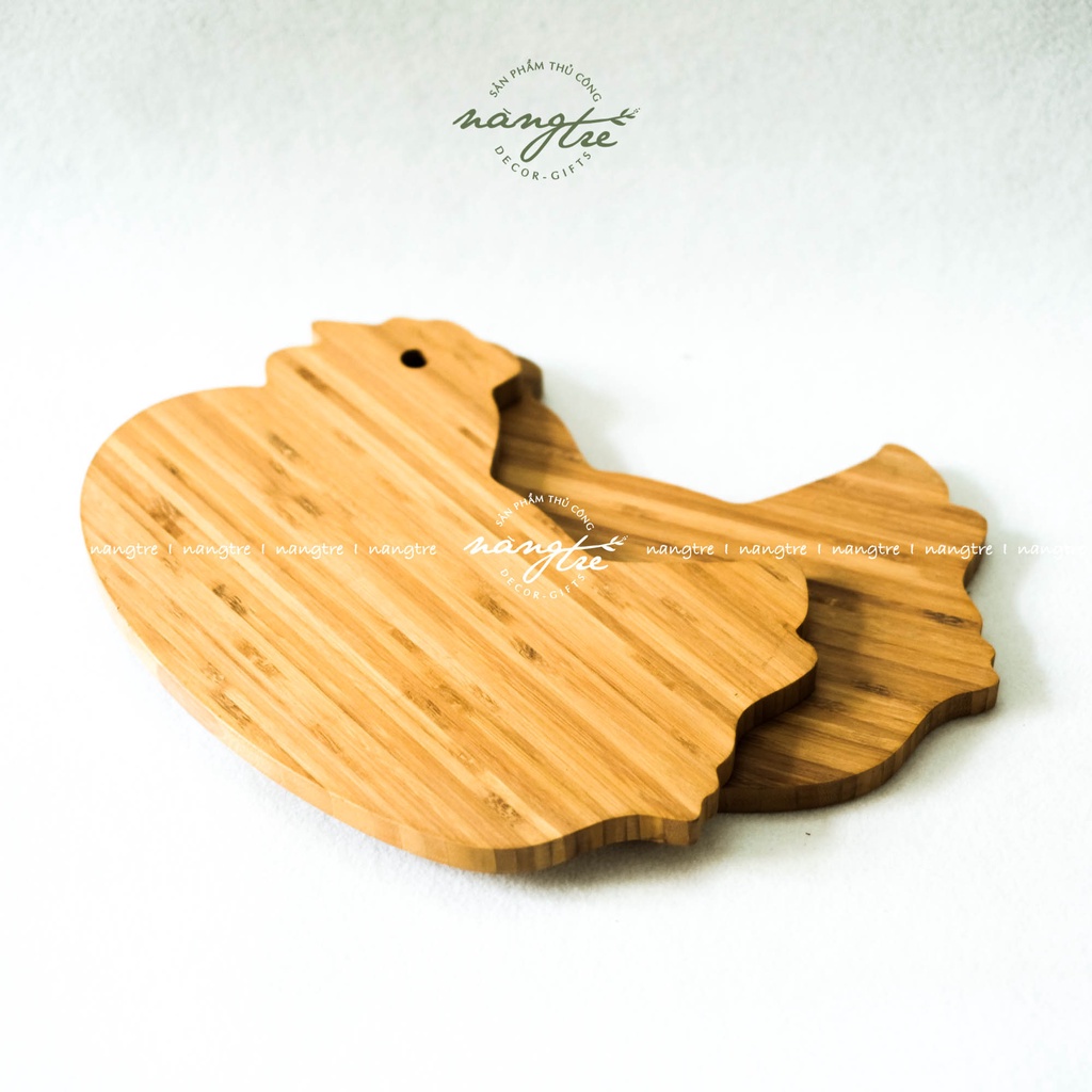 Thớt gỗ tre tự nhiên hình con gà - Thớt gỗ tre(Bamboo wood cutting board)