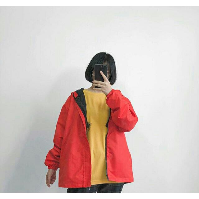 Áo khoác dù cam thuần - ẢNH THẬT