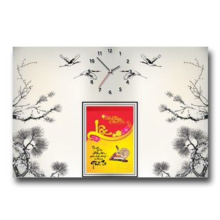 Tranh đồng hồ lịch tết phong thủy tùng hạc diên niên DHL171004