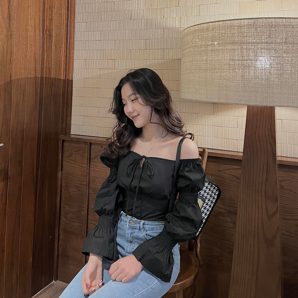 (FREESHIP) áo trễ vai dây rút ngực new quảng châu miho.house