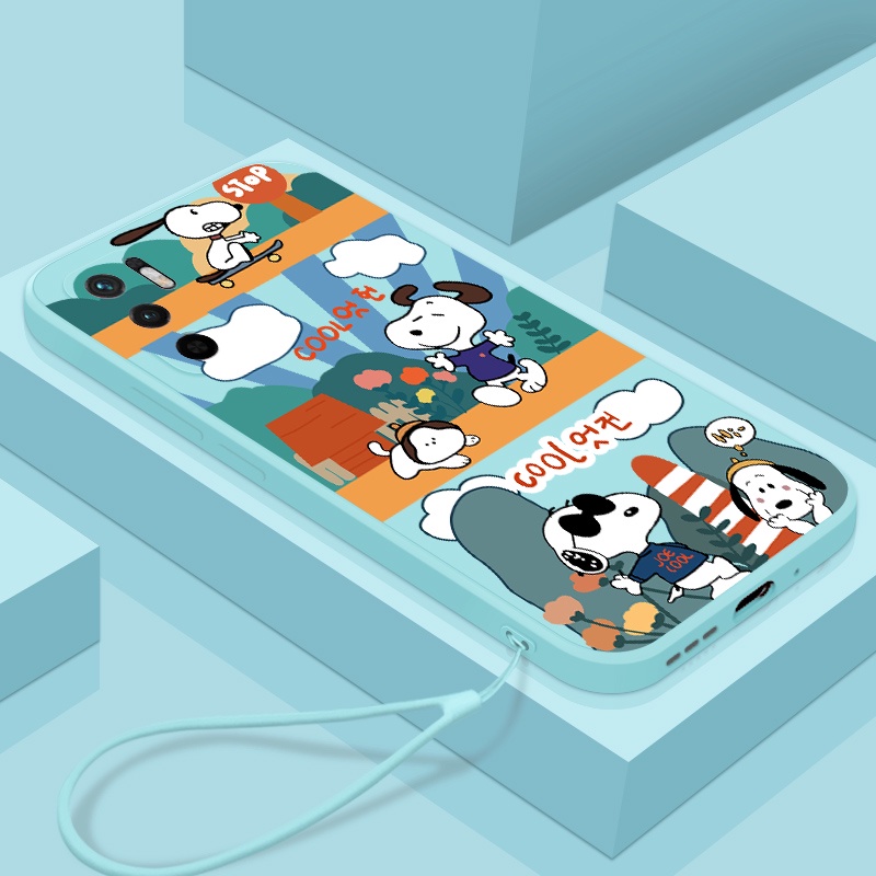 Ốp Lưng Silicon In Hình Snoopy Có Dây Đeo Xinh Xắn Cho oppo f1s a83 a71