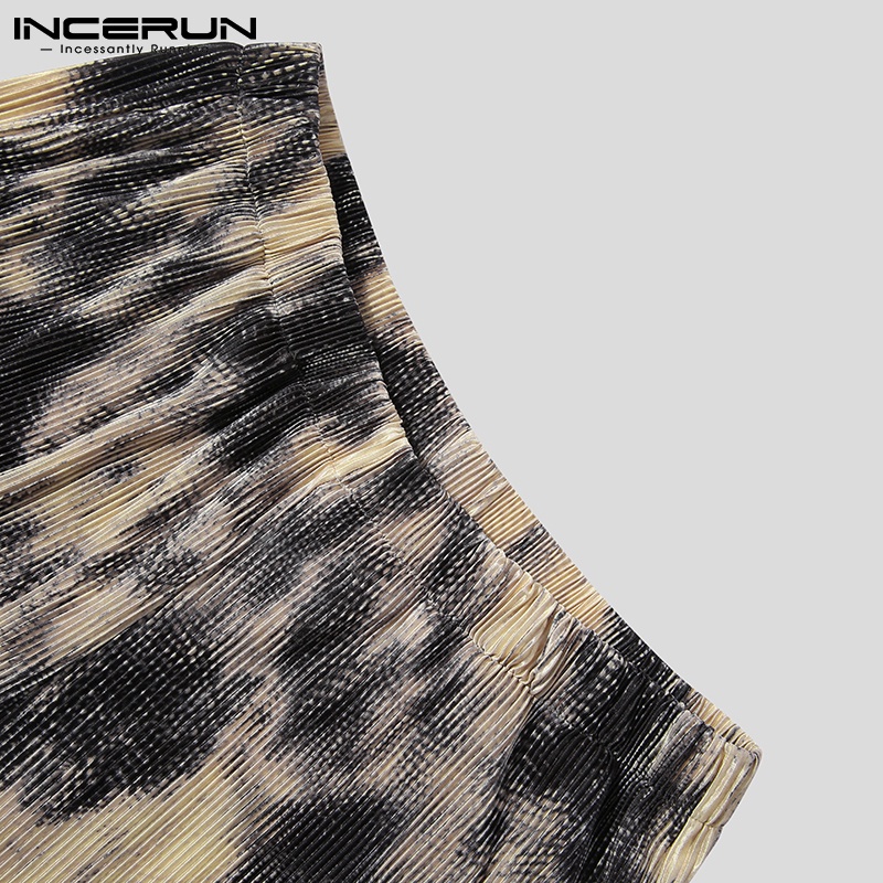 Quần baggy INCERUN ống rộng màu loang hợp thời trang cho nam