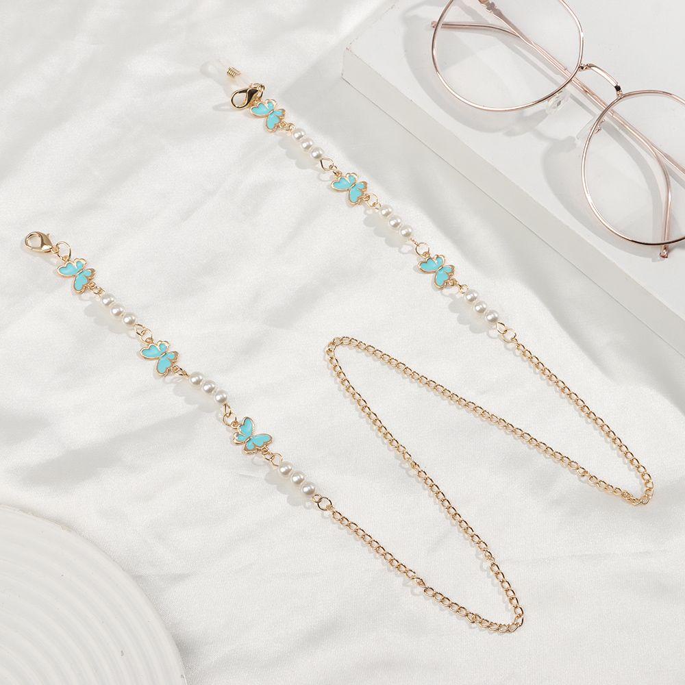 ESPO Dây Chuỗi Hạt Pha Lê Hình Nơ Kim Loại Đeo Mắt Kính Chống Thất Lạc