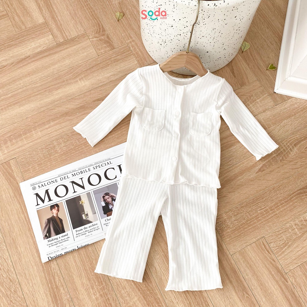 Bộ quần áo bé gái Milky SODA KIDS chất liệu thun gân co giãn, thiết kế cổ tròn, túi ngực phong cách Hàn Quốc