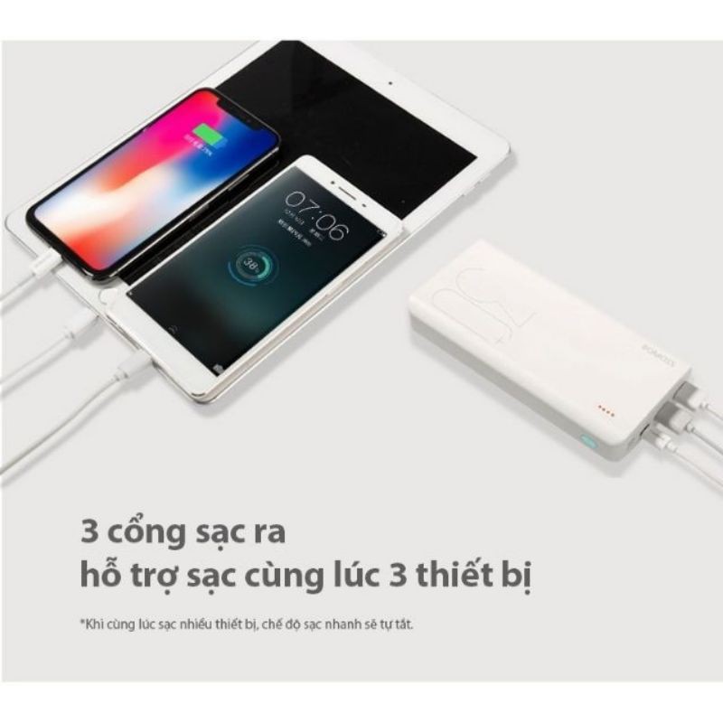 Pin sạc dự phòng lõi Polymer Romoss Sense 8+ 30000mAh hỗ trợ sạc nhanh QC3.0 (Trắng) - Hãng phân phối chính thức