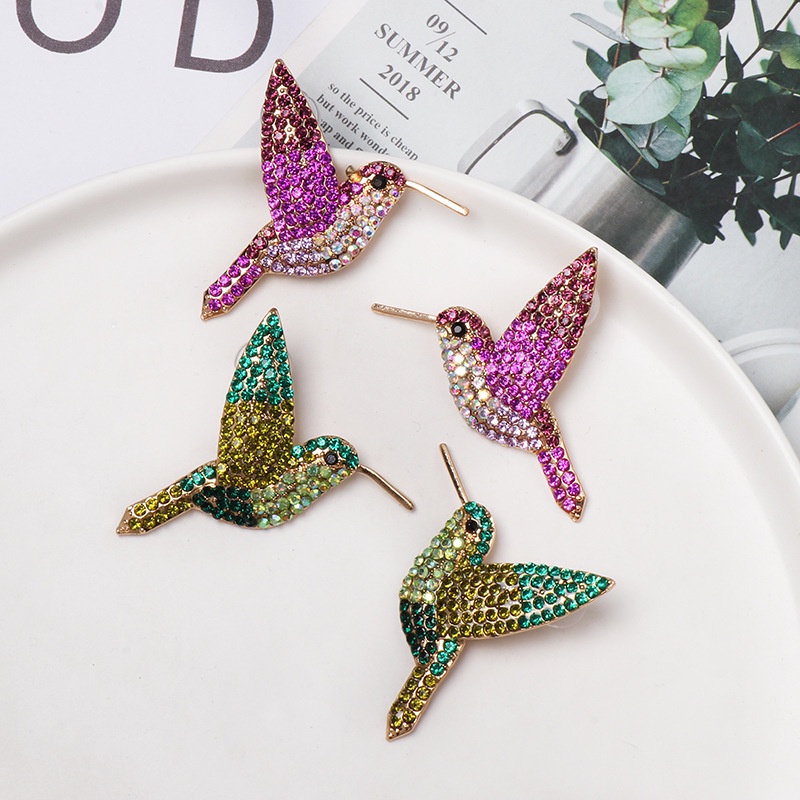 Khuyên tai Pinkdudu OG156 kiểu chú chim đính pha lê cỡ lớn dễ thương thời trang cho nữ