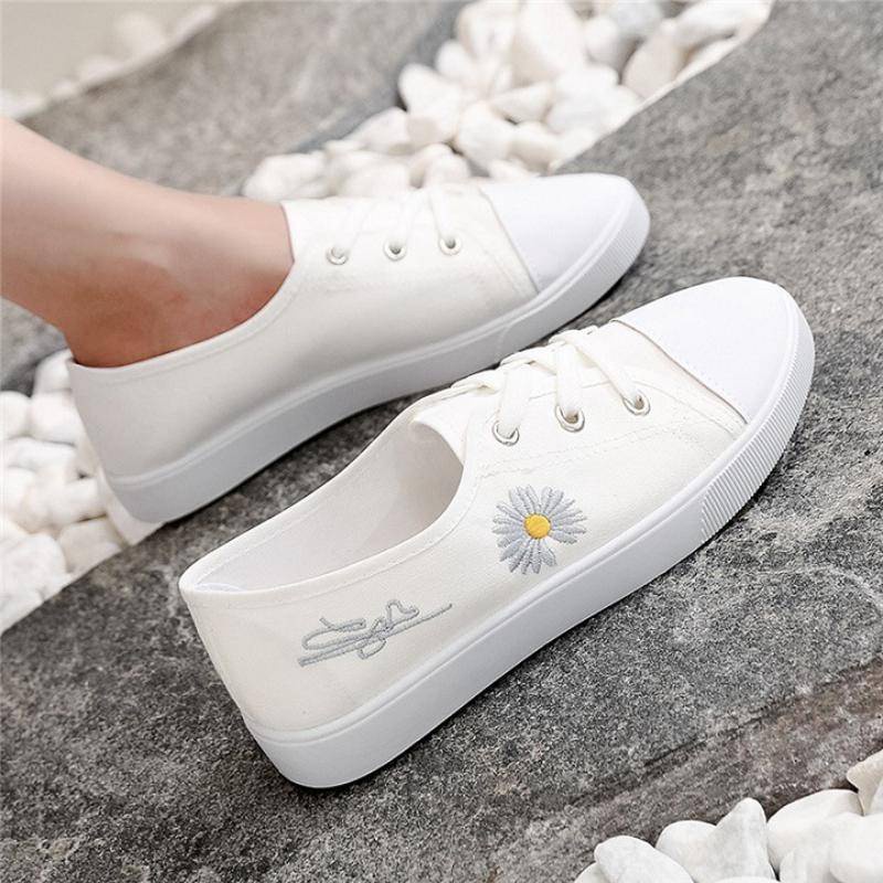 Giày Thể Thao Vải canvas In Hình Hoa Cúc Xinh Xắn Cho Nữ