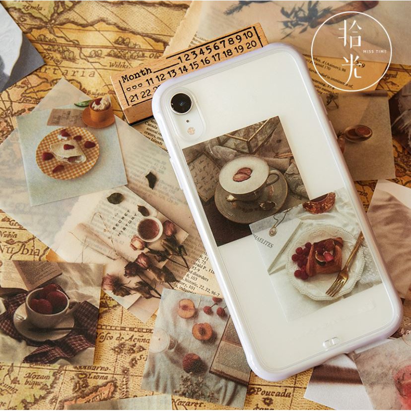 Hộp 55 sticker và giấy nền Nhật ký Paris style Vintage trang trí bullet journal | BSB159