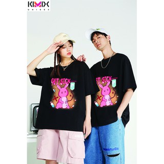 Áo thun nam nữ Unisex Bad Rabbit phông trơn tay lỡ Kimix, form áo rộng in hình thỏ nhiều màu TSL0009