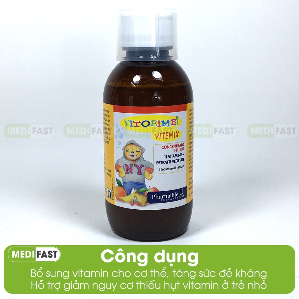 Fitobimbi Vitemix.Bổ Sung Vitamin,Khoáng Chất Cần Thiết Cho Bé Phát Triển Toàn Diện - Nhập khẩu từ Ý - Chai 200ml