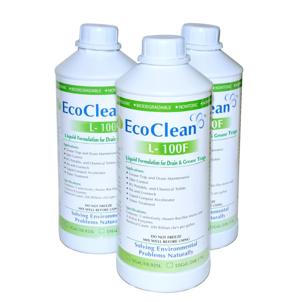 EcoClean L100F - Vi Sinh Ăn Dầu Mỡ, Xử Lý Tắc Nghẽn, Khử mùi Bồn rửa - Chai 1L