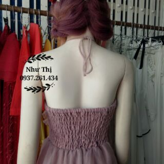 Dạ hội xốp cổ yếm váy xòe