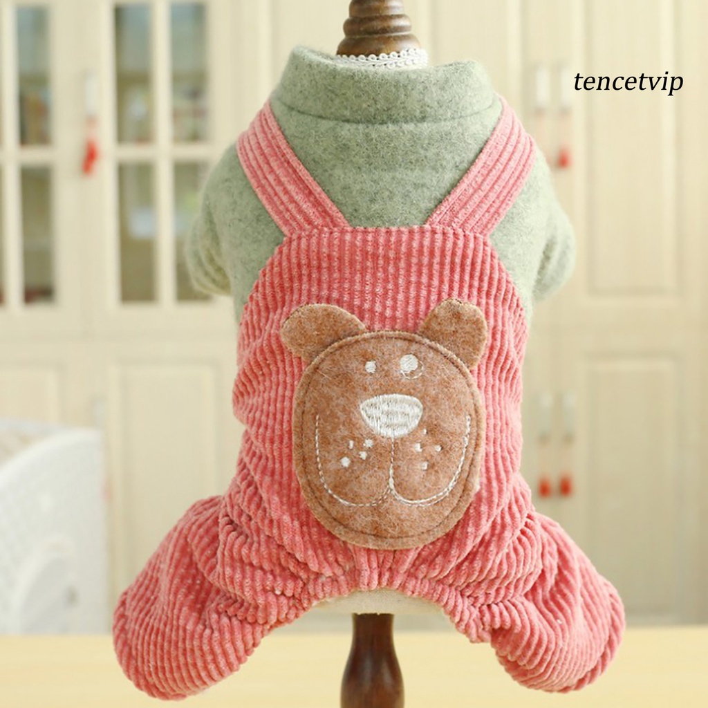 Áo liền quần mùa đông bằng vải cotton polyester hình gấu sư tử hoạt hình dễ thương cho cún cưng