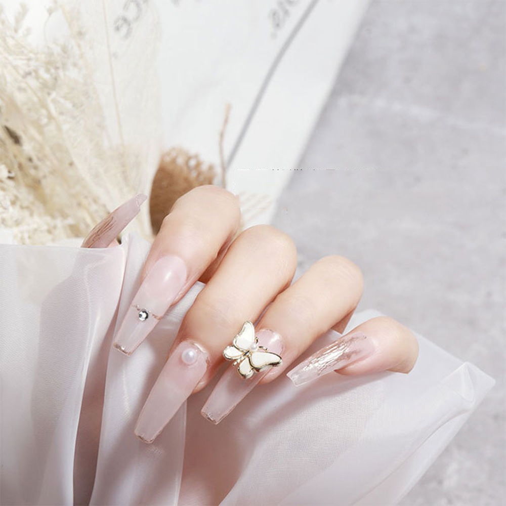 CHARMS 1 Phụ Kiện Trang Trí Móng Tay Hình Bướm 3D Bằng Hợp Kim