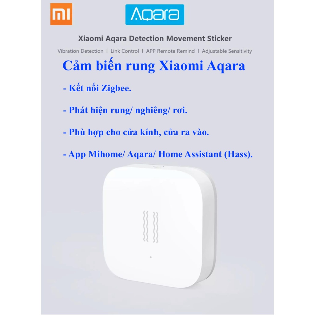 Cảm biến mở cửa, rung cửa, Xiaomi Aqara Door Sensor / Vibration Sensor, kết nối Zigbee, App Mihome, Home Assistant