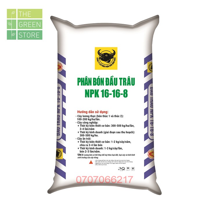 1kg Phân bón NPK Đầu Trâu 16-16-8  cho hoa hồng, mai vàng, cây cảnh, rau màu, cây ăn trái