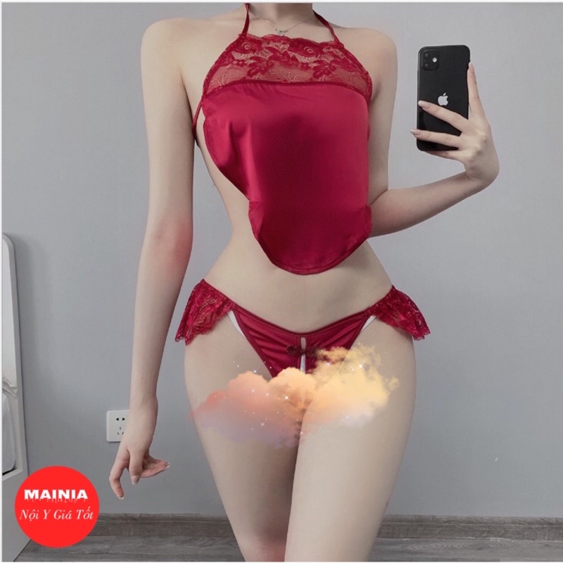 Set Yếm Ngủ Lụa Lọt Khe Hở Đáy Siêu Sexy Bộ Đồ Ngủ Quyến Rũ Gợi Cảm Mainia Shop