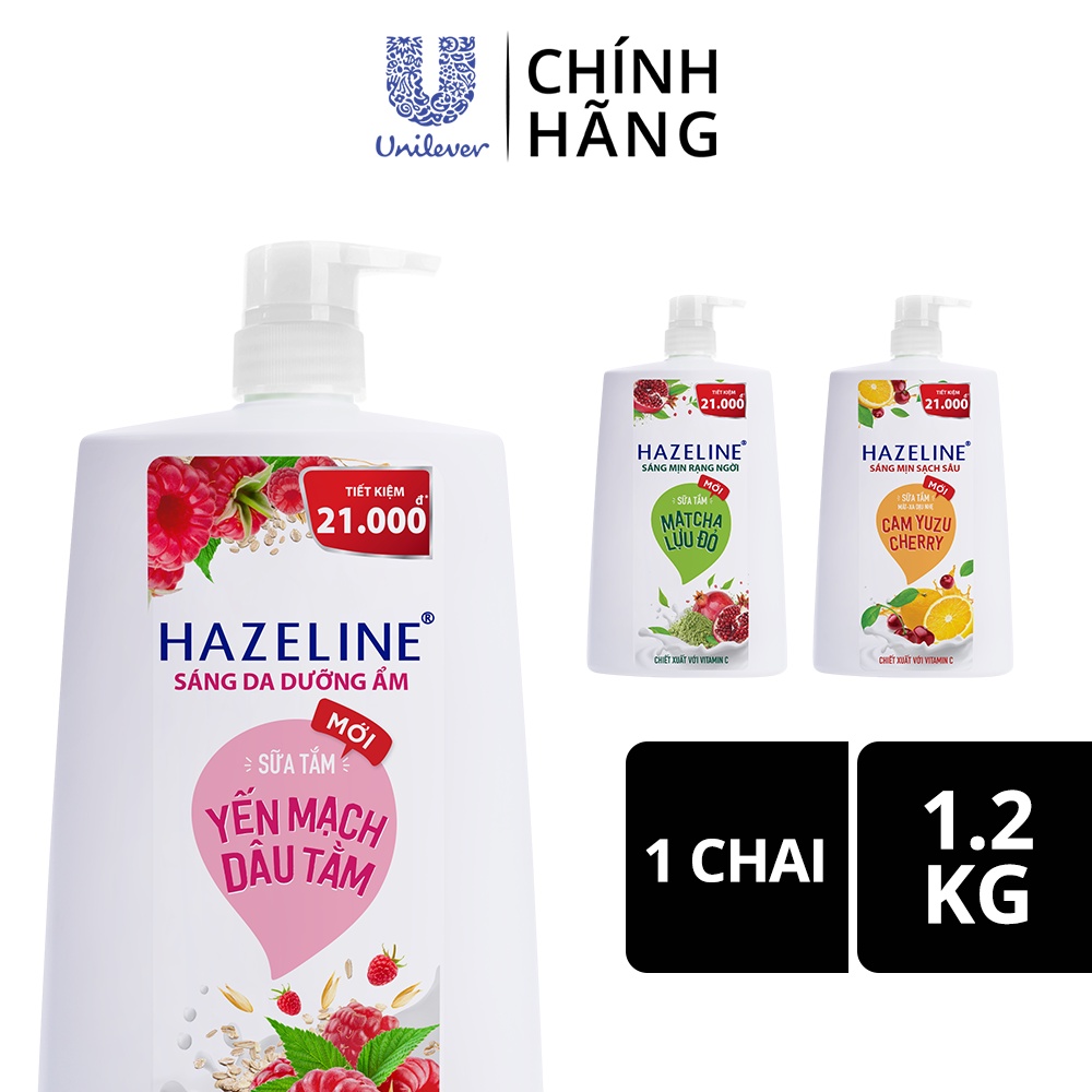 Sữa Tắm Hazeline Dưỡng Thể Thiên Nhiên Trắng Sáng Da Matcha Lưu Đỏ 1.2 Kg