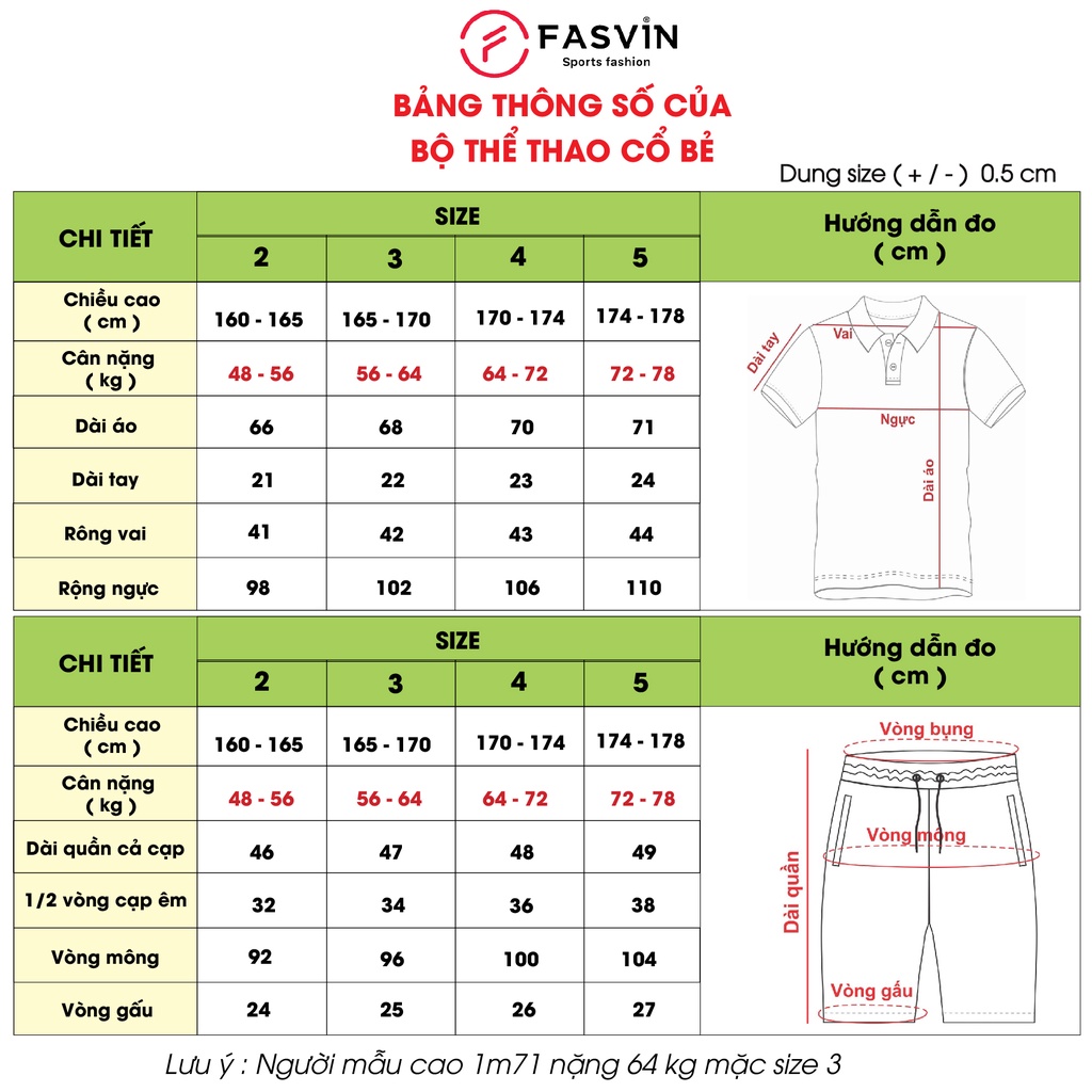 Bộ quần áo thể thao nam Fasvin AB20221.HN cộc tay cổ bẻ vải mềm nhẹ co giãn tốt