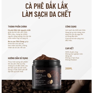 Cà phê Đắk lắk làm sạch da chết COCOON 200ml (Dak lak coffee body polish)
